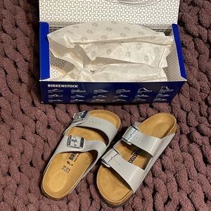 Brand new silver Birkenstock’s